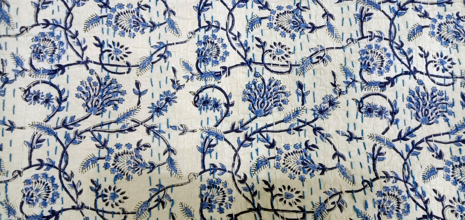 Indian Cotton Bed Cover Hand Print Bedspread Blanket Throw Etsy