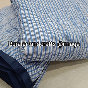 Indian Handmade  Reversible Quilt Soft Cotton Quilt Hand Block Print Quilt stripe Print Soft Cotton Quilt
