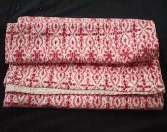 Floral Print Cotton Kantha Quilt: Hand Block Print Bedspread (106"x106" Inch)