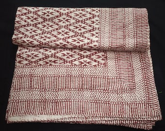 Nuova coperta Kantha stampa a mano a blocchi Kantha Copriletto Kantha Quilt indiano fatto a mano kantha