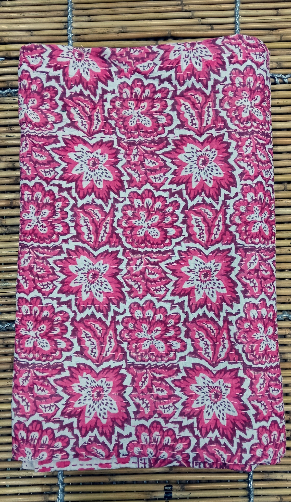 New Floral Print Cotton Bed Cover Indian Handmade Bedspread Etsy