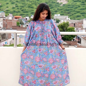 Summer Bohemian dress Midi dress Hand Block Printed Cotton mini Dress Long Dress