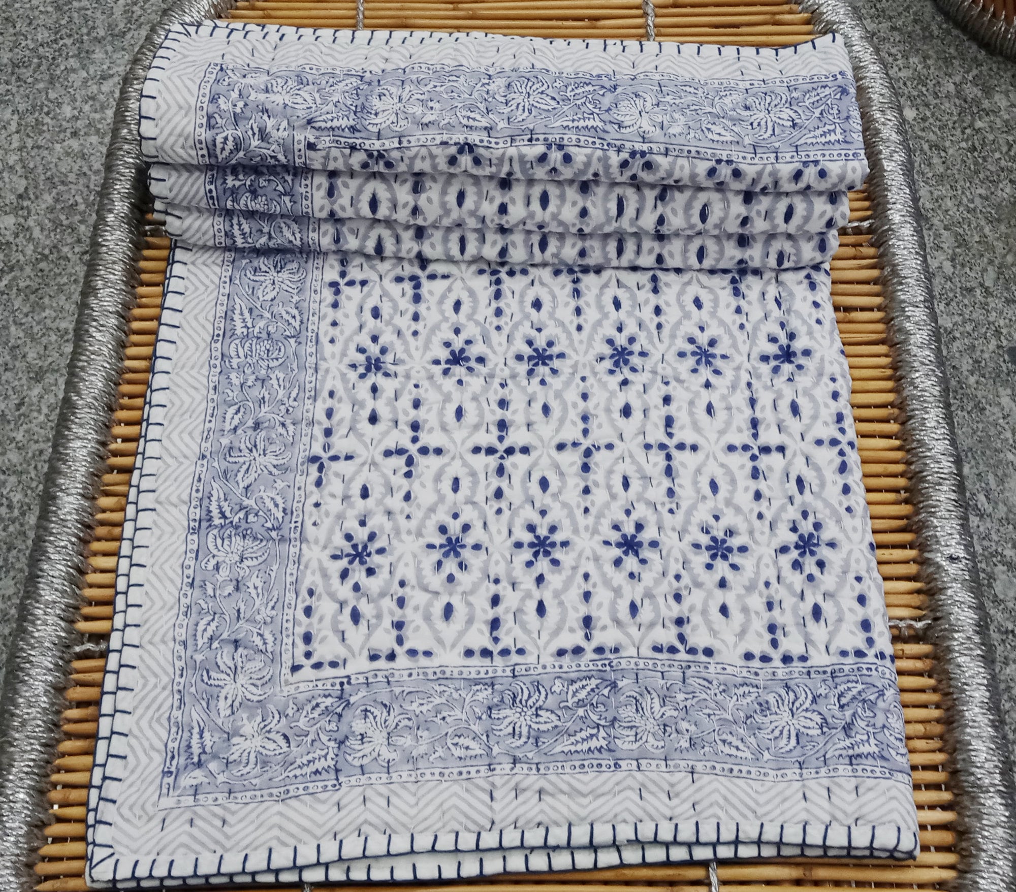 New hand Block Print Cotton Baby Quilt Indian Kantha Baby Quilt hand