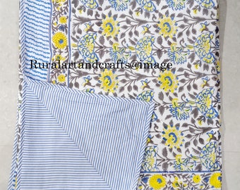 Hand Block Print Cotton Dohar | Jaipur Printed Reversible Summer AC Blanket