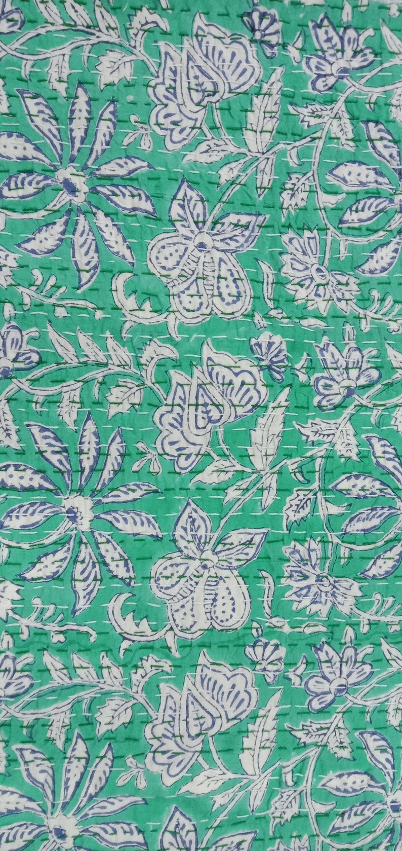 New Kantha Blanket Indian Floral Print Decor Kantha Throw King Etsy