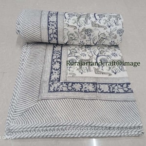 Handmade Cotton Dohar Blanket: Reversible Animal Print AC Quilt