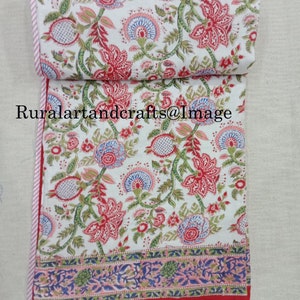 Hand Block Printed Cotton Dohar: Reversible Floral Summer Blanket