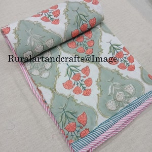 Indian Hand Block Print Ac Blanket Reversible Dohar Ac Comforter Indian Quilt Blue Floral Print Blanket Throw