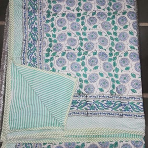 Handbedrukte katoenen deken | Omkeerbare zomerdeken met Jaipur-print voor airconditioning