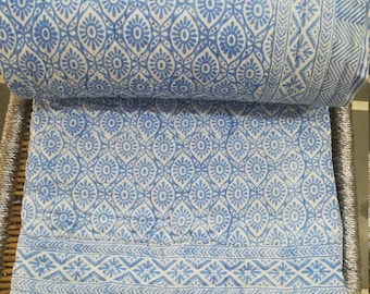 New Indian Reversible Quilt Weiche Baumwolle Quilt Dekor Neue Blaue Blumendruck Quilt Bettwäsche Kantha Quilt Bettwäsche Kantha Werfen