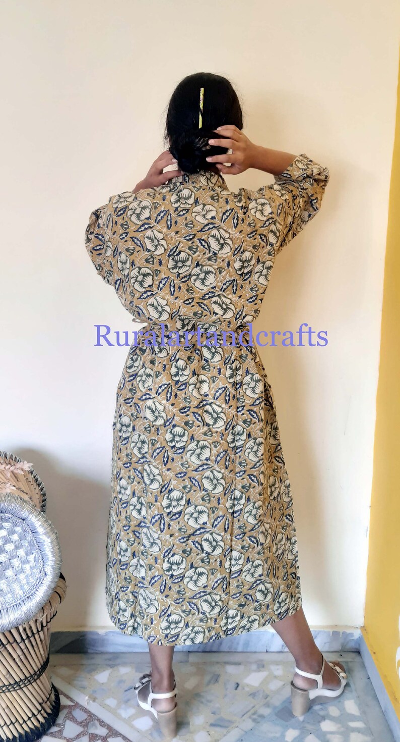 Women Boho Floral Kimono Dress Summer Bohemian Kimono Dress Hippie Kimono Robe Summer Boho Tunic Beach Kimono Long Gown Dress