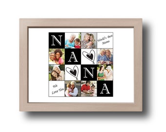 Nana digital collage , Mother's day digital collage , gift from grandkids , Nana gift , printable picture collage - Gift for nana