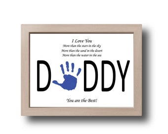 Handprint art, Father's day gift, First father's day , Gift for Daddy , Toddler handprint craft , DIY kid craft, Printable daddy gift