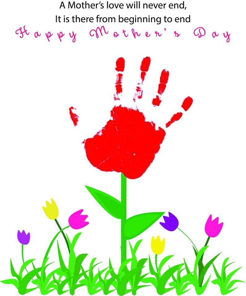 Handprint Flower Art Mother's Day Gift Mom's Etsy