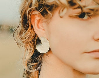 Modernist Silver Earrings Large Sterling Silver Stud Earrings Sterling Silver minimalist earrings nickel free Matte silver earrings handmade