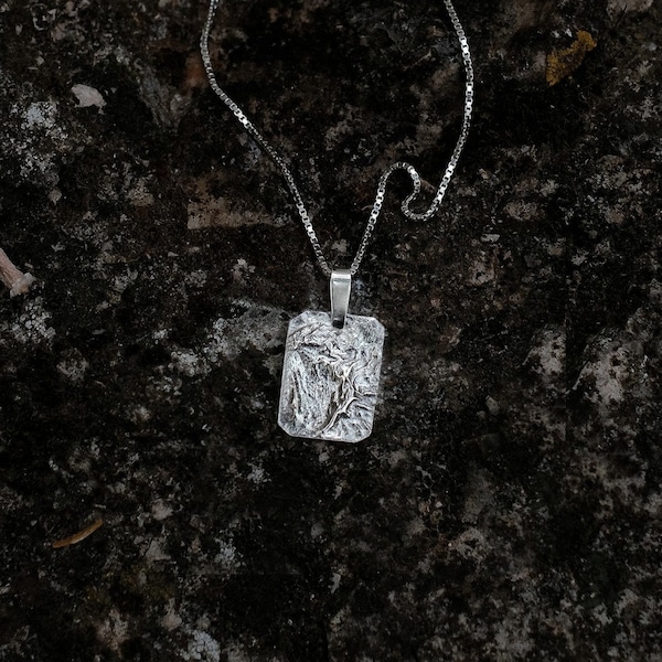 Collana in argento minimalista, Collana con ciondolo quadrato, Collana moderna Collana in argento delicata Collana alla moda Collana in argento semplice Regalo unico