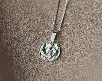 Zierliche Silberkette Kleine Sterlingsilberkette Zarte geschichtete Halskette Silber runder Anhänger Winzige Silberkette Everyday Halskette