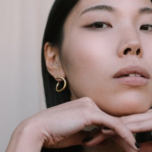 Unique hoop earrings Thick gold hoops Modern earrings Gold hoop earrings Unusual earrings Thick huggie hoops Chunky hoop earrings gold
