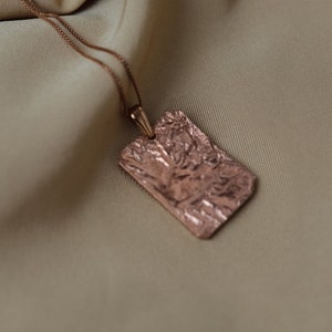 Large rose gold pendant necklace, Big square pendant large Square medallion necklace, Rectangle necklace, Huge charm necklace Chunky pendant image 9