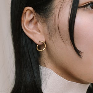 Tiny gold hoop earrings Mini hoops Gold plated small hoop earrings Gold stud earrings Tiny gold hoops Mini gold hoop earrings Gift for her image 1
