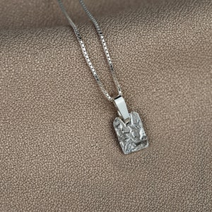 Tiny silver necklace, Tiny square pendant and thin silver chain necklace, Thin necklace, Tiny necklace Dainty silver necklace, Tiny pendant