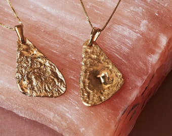 Aimee Song Creator Collab - Personalized gold necklace with intial, Big gold pendant necklace, Hammered custom necklace, Letter necklace