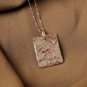 Large rose gold pendant necklace, Big square pendant large Square medallion necklace, Rectangle necklace, Huge charm necklace Chunky pendant 18k rose gold plated