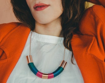 Modern colorful necklace for women, Multicolor statement necklace chunky, Unique necklaces for women, Summer necklace Tribal fusion necklace