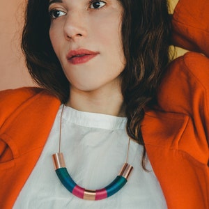 Modern colorful necklace for women, Multicolor statement necklace chunky, Unique necklaces for women, Summer necklace Tribal fusion necklace