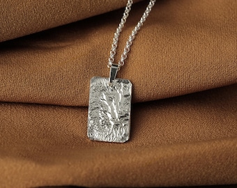 Ciondolo collana da uomo in argento, collana in argento da uomo per uomo, regalo fidanzato per uomo, ciondolo rettangolo, ciondolo quadrato, gioielli da uomo per uomo