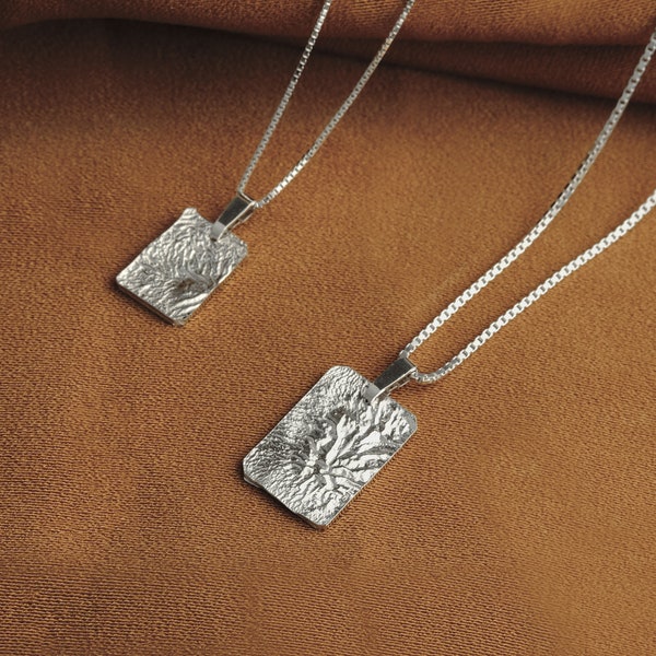 Couples necklace set, Silver necklace for couples gift, Rectangle necklace, Square pendant necklace, Couple jewelry set, Matching necklace