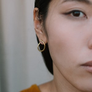Thin hoop earrings Dainty hoops Small gold hoop earrings Unique hoop earrings Small gold hoops Double sided earrings Everyday jewelry gift