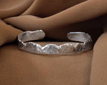 Mens sterling silver cuff bracelet Thick silver bracelet men, Hammered cuff bracelet bridal statement bracelet, Raw silver bracelet arm band