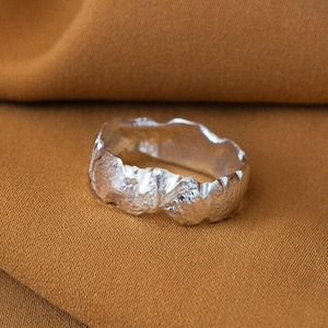 Chunky silver ring Organic silver ring mens Thick sterling silver ring for men statement rings abstract silver ring Wide silver band ring