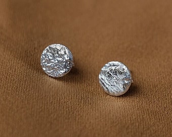 Gehämmerte Sterling Silber Ohrstecker Männer, Sterling Silber Ohrstecker, Kleine Ohrstecker Silber, Einzigartige Ohrstecker, Kleine Silber Ohrstecker, Zierliche Ohrstecker