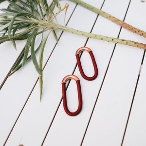 Long statement earrings red African earrings for women, Oversized earrings Rose gold and Red geometric earrings extra large, Long oval studs image 4