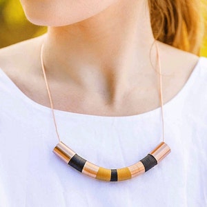 Senf Halskette, Baumwolljubiläum Geschenk für sie, Baumwollhalskette Minimalistische Statement Halskette gelb Boho Kragen Halskette Mustard Schmuck