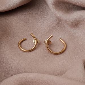 Tiny gold hoop earrings Mini hoops Gold plated small hoop earrings Gold stud earrings Tiny gold hoops Mini gold hoop earrings Gift for her image 3