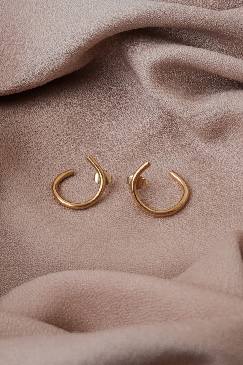 Tiny gold hoop earrings Mini hoops Gold plated small hoop earrings Gold stud earrings Tiny gold hoops Mini gold hoop earrings Gift for her image 3