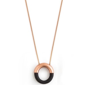 Open circle necklace, Simple circle necklace, Red necklace, Simple rose gold necklace, Large round pendant necklace, Unique gifts for women Black