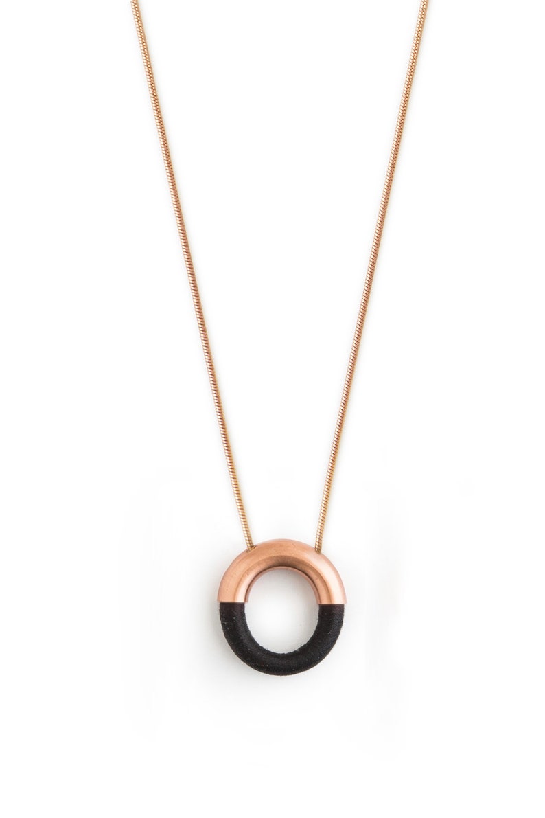 Open circle necklace, Simple circle necklace, Red necklace, Simple rose gold necklace, Large round pendant necklace, Unique gifts for women Black