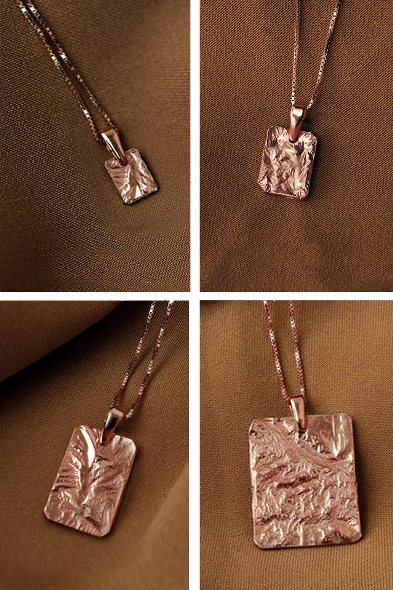 Rose gold Anfang Halskette, personalisierte Kette Rose gold Charme Charme Halskette, quadratische Anhänger, personalisierte Halskette Roségold mit Initial Bild 2
