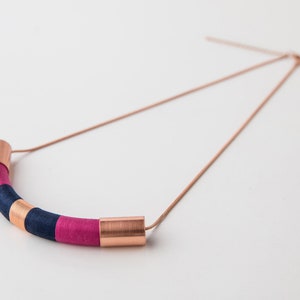 Statement pink necklace, Rose gold statement necklace, 21st birthday gift for her, Purple and blue necklace, Curve necklace, Purple necklace