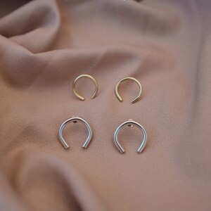 Open circle stud earrings Open hoop stud earrings U shaped studs Edgy modern earrings Hipster earrings Large stud earrings Arc earrings image 7