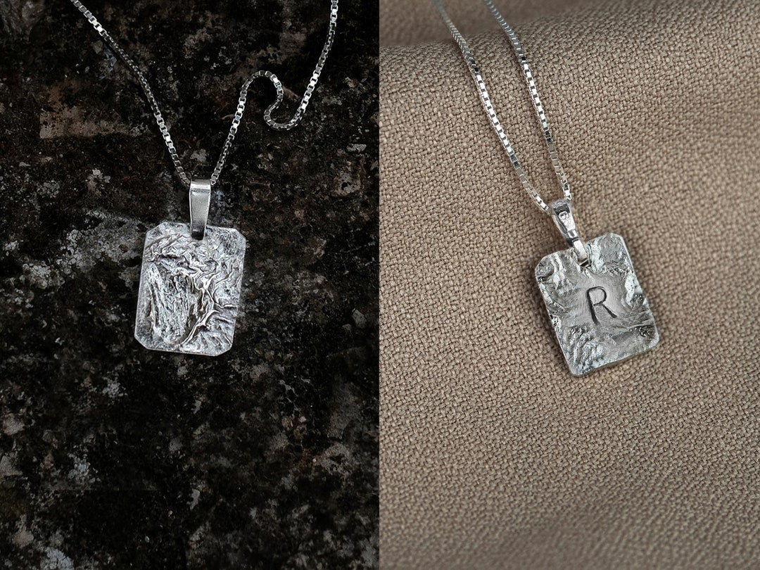 Stamped Initial Necklace Sterling Silver Pendant Necklace With