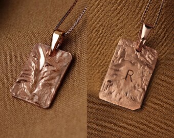 Rose gold initial necklace, Personalized chain Rose gold initial charm Square pendant necklace, Personalized rose gold necklace with initial