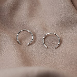 Small silver stud earrings Minimalist earrings Half hoop earrings Simple silver earrings Hipster earrings Cool earrings Minimal accessories image 1