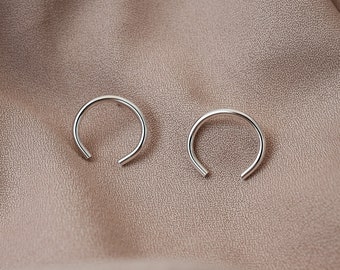 Small silver stud earrings Minimalist earrings Half hoop earrings Simple silver earrings Hipster earrings Cool earrings Minimal accessories