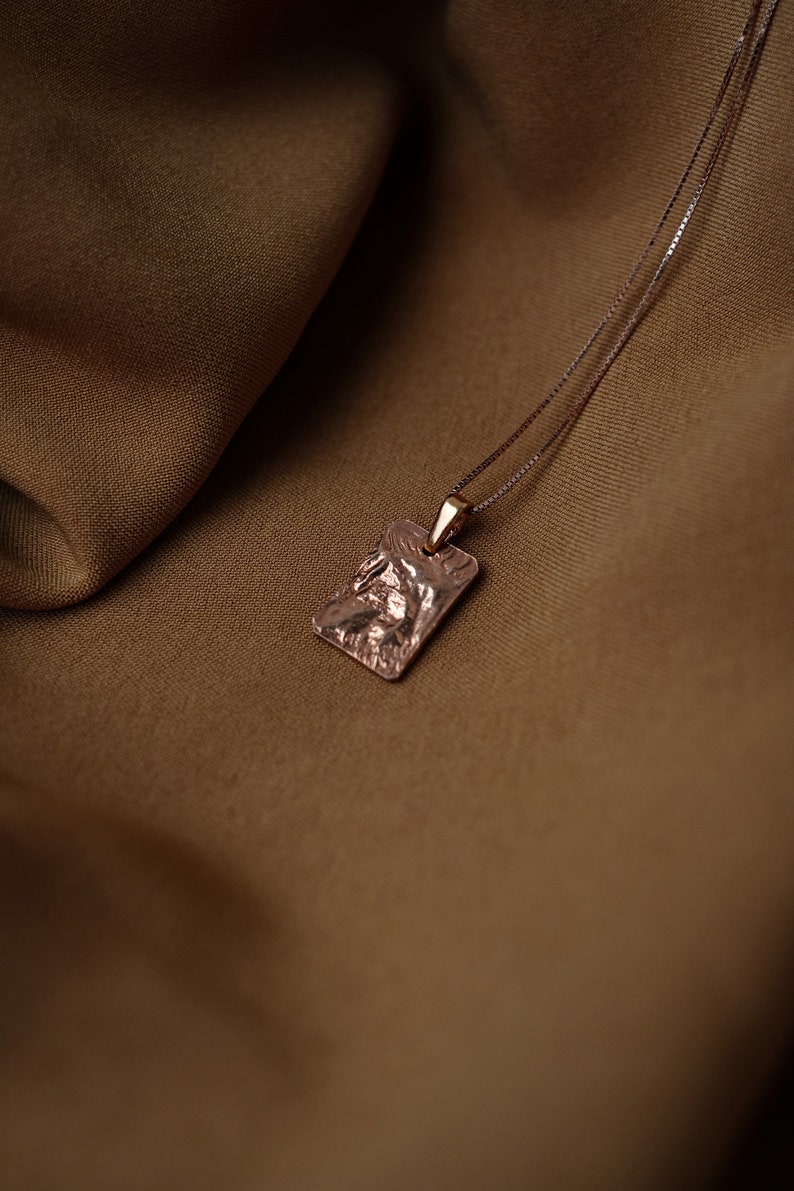 Minimal gold necklace OOAK Layered dainty necklace Square pendant Square medallion necklace Rectangle pendant necklace Everyday necklace 18k rose gold plated