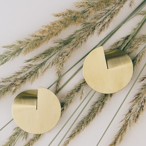 Circle disc earrings large gold studs, Brass disc earrings for women, Big round stud earrings, Round statement earrings geometric earrings brass